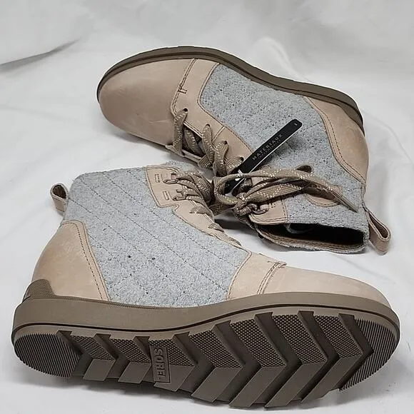 🐨SOREL🐨EVIE 11 NW LACE WOMAN 9.O BOOTIES WATERPROOF OMEGA TAUPE WET SAND NWOB
