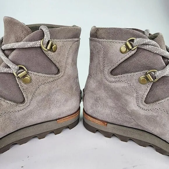 Sorel Sneakchic Alpine Women's US 7.5 Lace-Up Leather Grey Hiking/Winter Boots