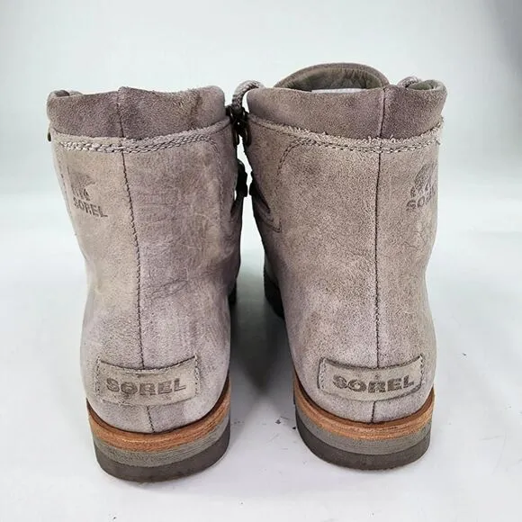 Sorel Sneakchic Alpine Women's US 7.5 Lace-Up Leather Grey Hiking/Winter Boots