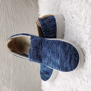 SPENCO Coastal Patriot Blue Multicolored Space-Dye Stretch Mesh Slip On Shoes