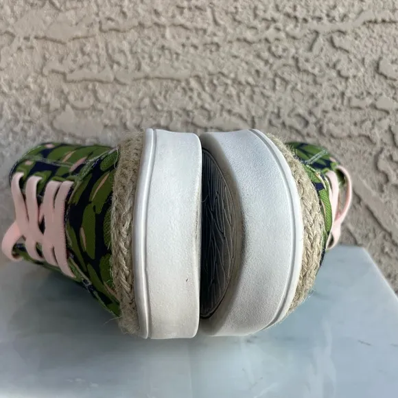SPENCO Malibu Green &amp; Navy Bokeh Spotted Canvas Lace Up Orthotic Sneakers Sz 8
