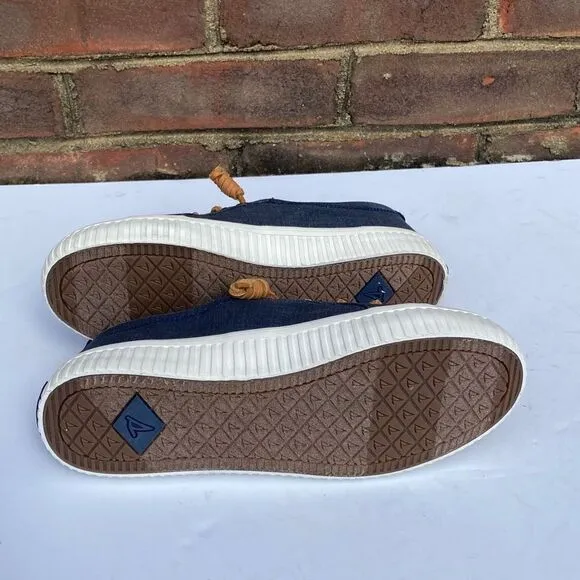 Sperry Crest Vibe Navy Linen Sneaker Size 6 NEW