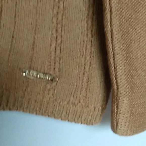 ST JOHN Design Knit Sweater Top V-Neck Burnt Out Nature Theme Rust  Size Small
