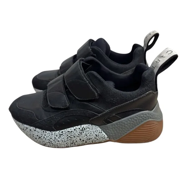 Stella McCartney Black Eclipse Sneakers Hook Loop 36 Women’s Size 6 Black Gray