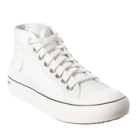 stella mccartney canvas logo high top sneakers in white
