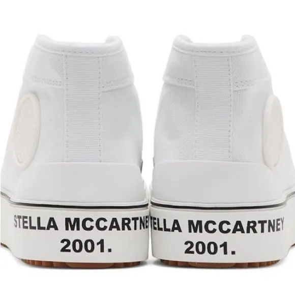 stella mccartney canvas logo high top sneakers in white