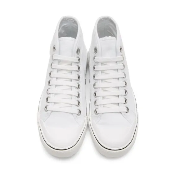 stella mccartney canvas logo high top sneakers in white