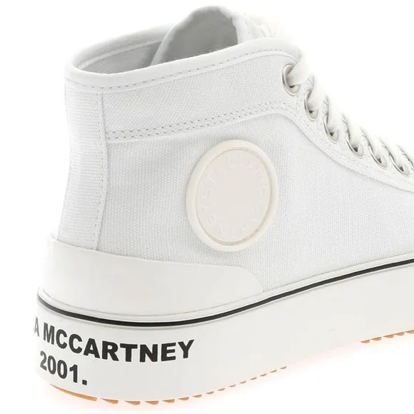 stella mccartney canvas logo high top sneakers in white