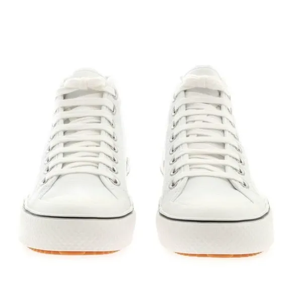 stella mccartney canvas logo high top sneakers in white