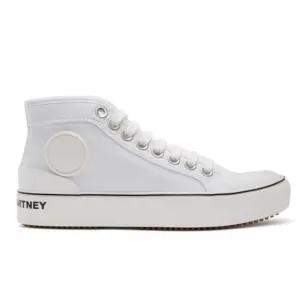 stella mccartney canvas logo high top sneakers in white
