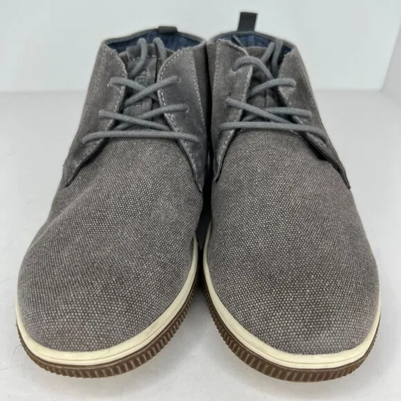 Steve Madden Mens P-Bardos Gray Leather Canvas LaceUp Size 8.5 Chukka Ankle Boot
