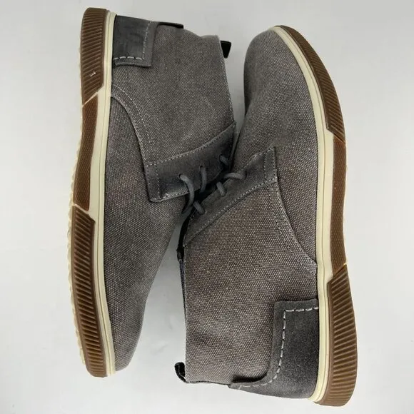 Steve Madden Mens P-Bardos Gray Leather Canvas LaceUp Size 8.5 Chukka Ankle Boot