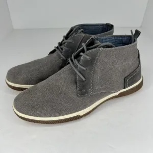 Steve Madden Mens P-Bardos Gray Leather Canvas LaceUp Size 8.5 Chukka Ankle Boot