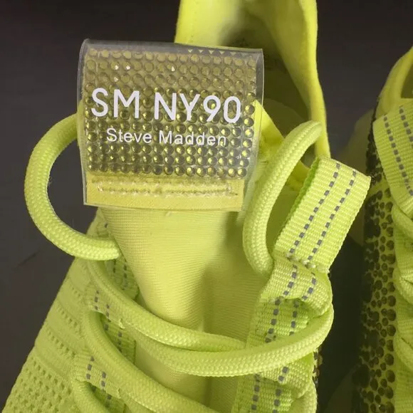 Steve Madden SM NY90 Neon green Chunky Sneakers With Rhinestone Detail sz 7.5