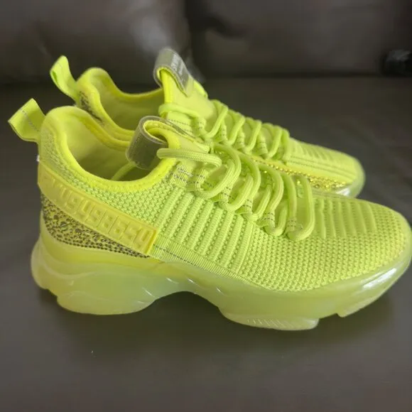 Steve Madden SM NY90 Neon green Chunky Sneakers With Rhinestone Detail sz 7.5