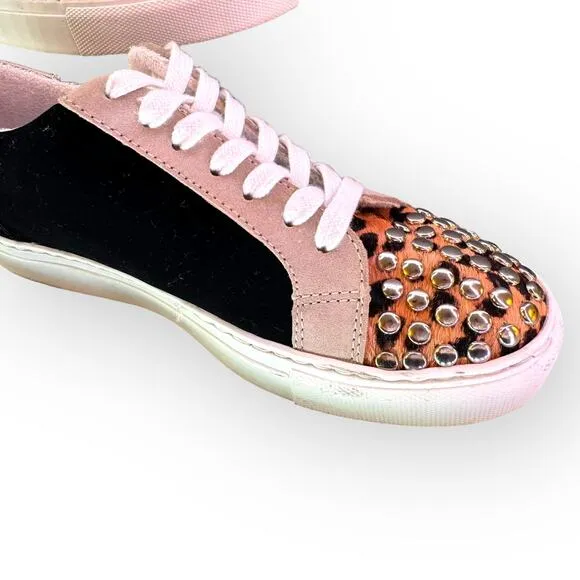 Steve Madden Turner Studded Star Sneaker | Animal Print Calf Hair | Ladies 7.5