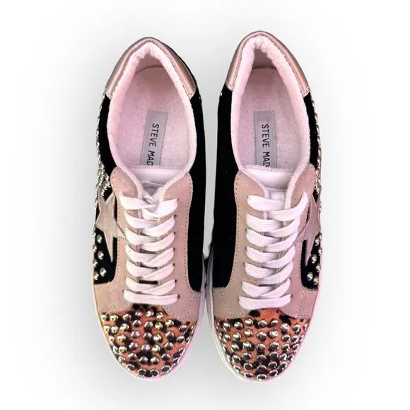 Steve Madden Turner Studded Star Sneaker | Animal Print Calf Hair | Ladies 7.5