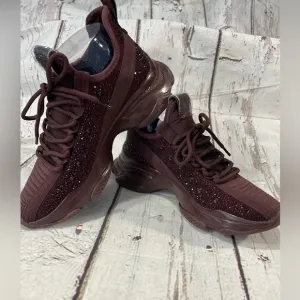 STEVE MADDEN Women's Maxima Sneakers Burgundy Rhinestone-8M