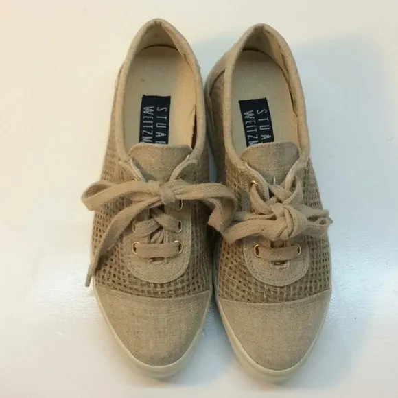 Stuart Weitzman Beige Canvas Sneakers Size 4