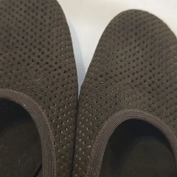 Stuart Weitzman black suede perforated flats 10