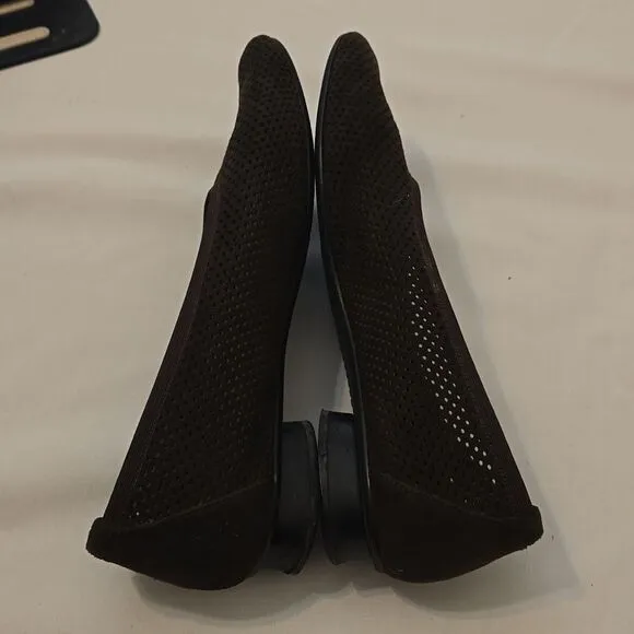 Stuart Weitzman black suede perforated flats 10
