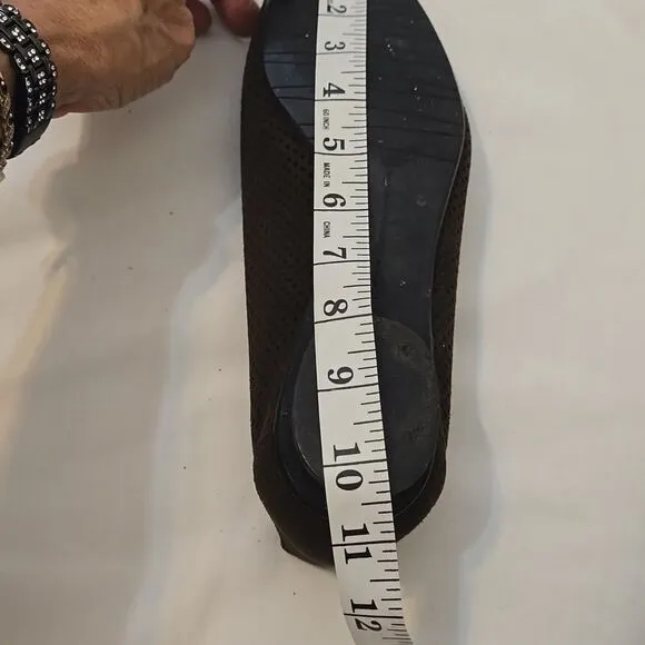 Stuart Weitzman black suede perforated flats 10