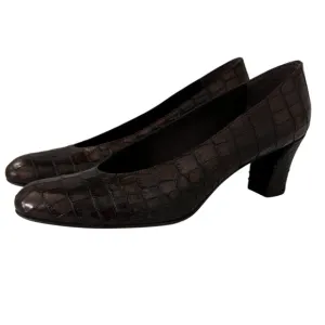 Stuart Weitzman Croc Embossed Brown Heels Shoes Women’s Size 7.5