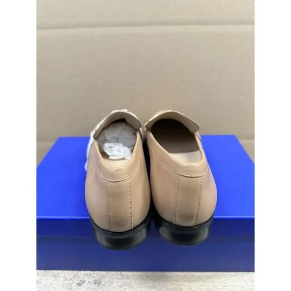 Stuart Weitzman Owen Pearl Chain Leather Loafer Shoes Flats Women's 9.5B‎ New