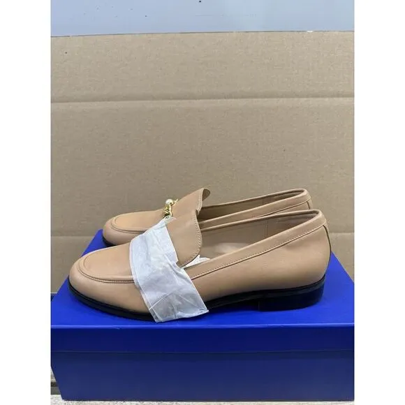Stuart Weitzman Owen Pearl Chain Leather Loafer Shoes Flats Women's 9.5B‎ New