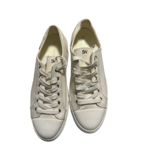 Stuart Weitzman Sammy White‎ Canvas Platform Sneaker Women’s Size 7.5