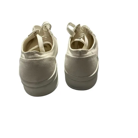 Stuart Weitzman Sammy White‎ Canvas Platform Sneaker Women’s Size 7.5