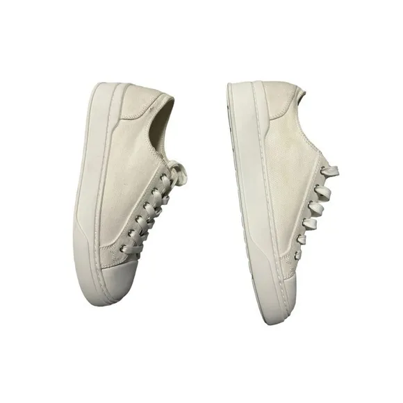 Stuart Weitzman Sammy White‎ Canvas Platform Sneaker Women’s Size 7.5