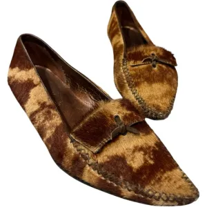 Stunning‎ Tod's Calf Hair Animal Print Pointy Toe Leather Flats Shoes Size 7