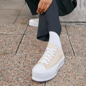Stylish Cream Platform Sneakers