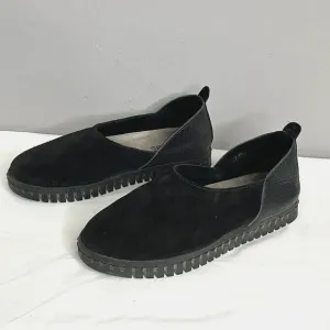 Suggies Casual Slip-On Shoes Womens 7W Black Italian Leather Cushioned Arch Supp