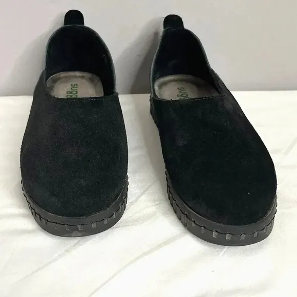 Suggies Casual Slip-On Shoes Womens 7W Black Italian Leather Cushioned Arch Supp