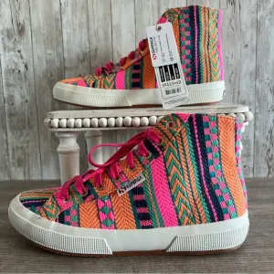 Superga 2795 Multicolor High-Top Neon Aztec Sneakers Size 8