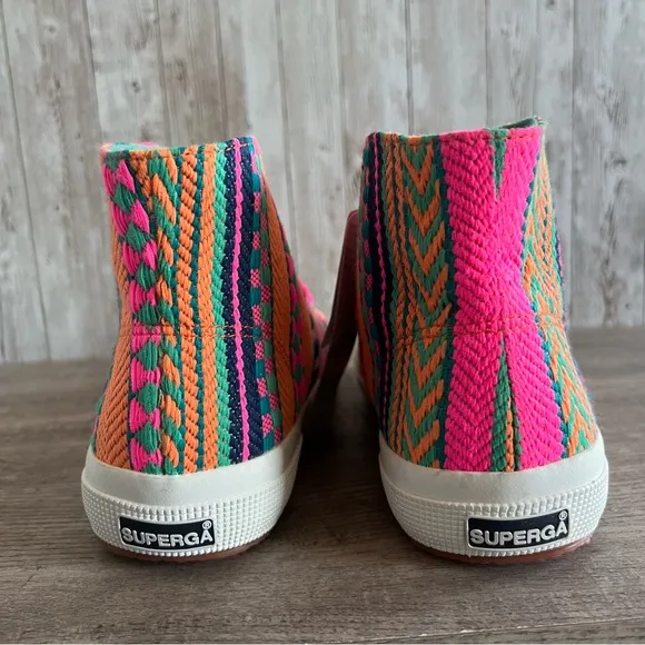 Superga 2795 Multicolor High-Top Neon Aztec Sneakers Size 8
