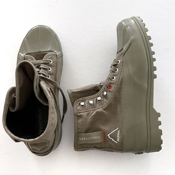 Superga Ankle Boots 2481 Alpina Ripstopgreen Safari Orange Tomato Unisex Size 40