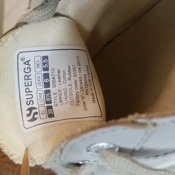 Superga Leather Sneaker Shoes Women Size 8 Gray Platform Casual Lace Up