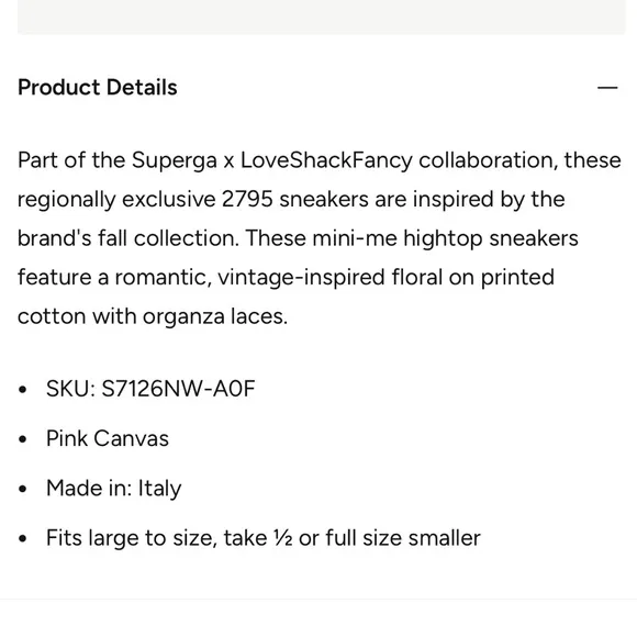 Superga x LOVESHACKFANCY Collab 2795 Sneakers in Pink Canvas - Girls 9 1/2