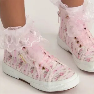 Superga x LOVESHACKFANCY Collab 2795 Sneakers in Pink Canvas - Girls 9 1/2