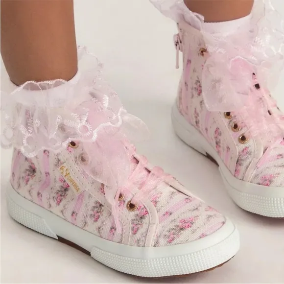 Superga x LOVESHACKFANCY Collab 2795 Sneakers in Pink Canvas - Girls 9 1/2