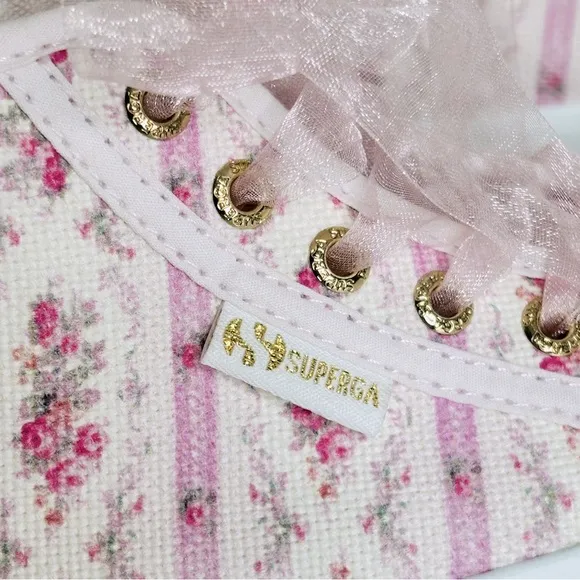 Superga x LOVESHACKFANCY Collab 2795 Sneakers in Pink Canvas - Girls 9 1/2