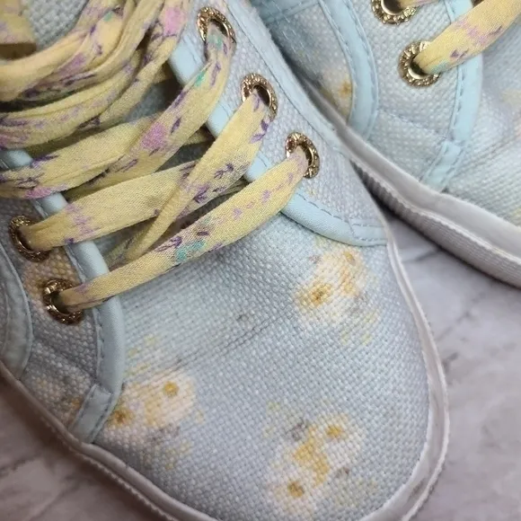 Superga X Loveshackfancy Light Blue‎ And Yellow Floral Canvas Sneakers
