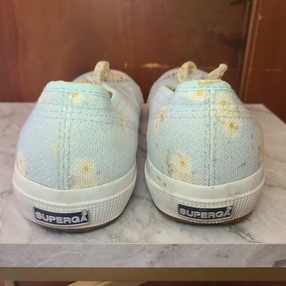 Superga X Loveshackfancy Light Blue‎ And Yellow Floral Canvas Sneakers