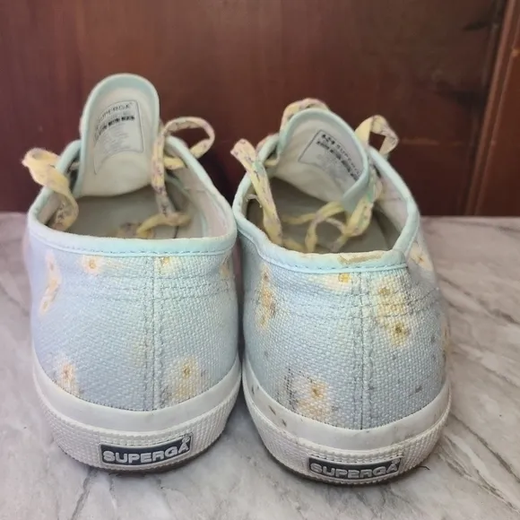 Superga X Loveshackfancy Light Blue‎ And Yellow Floral Canvas Sneakers