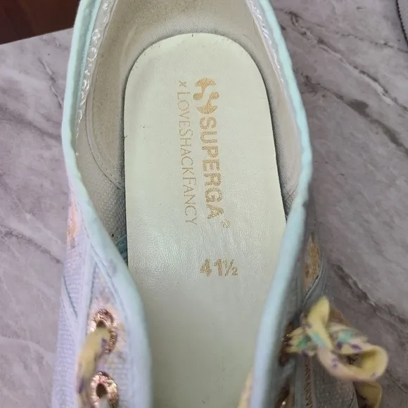 Superga X Loveshackfancy Light Blue‎ And Yellow Floral Canvas Sneakers