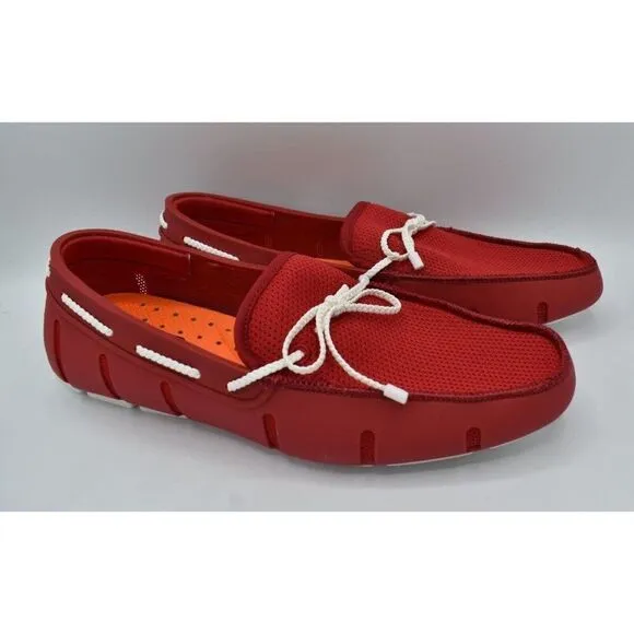 SWIMS Mens Size 9.5 Braided Lace Red Casual Loafer Shoes