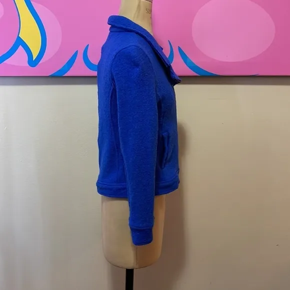 Tahari Electric Blue Boiled Wool Moto Jacket
